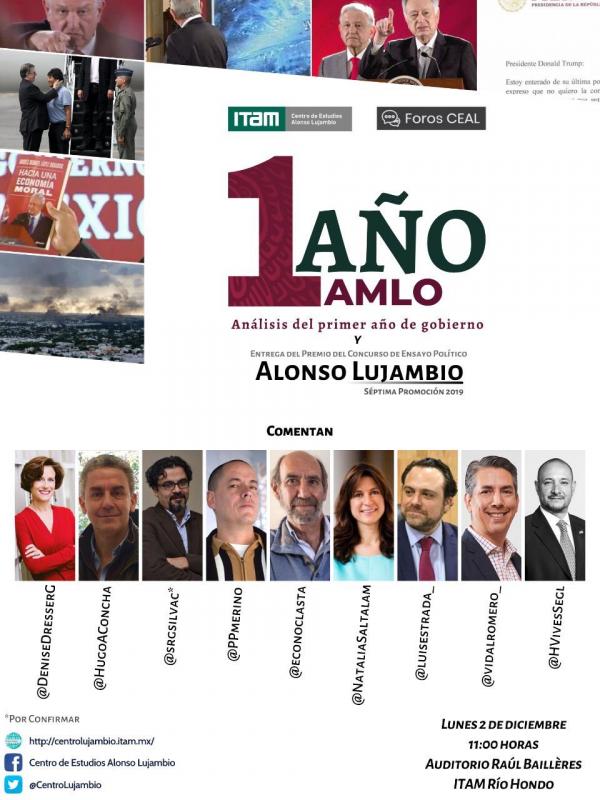 1 año de AMLO: análisis del primer año de gobierno y entrega del premio del Concurso de Ensayo Político Alonso Lujambio.