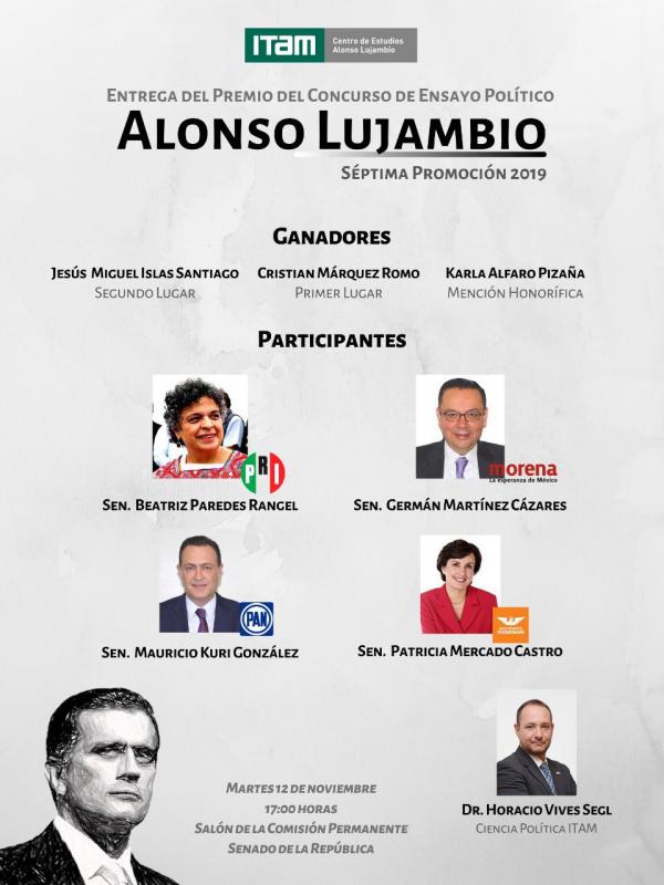 Entrega del premio del concurso deensayo político Alonso Lujambio 